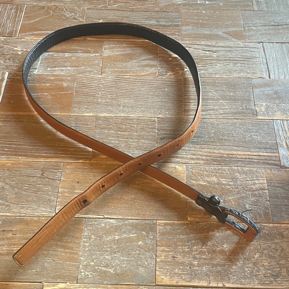 Lauren Ralph Lauren Croc Embossed Italian Leather Skinny Belt🖤 - Picture 9 of 14